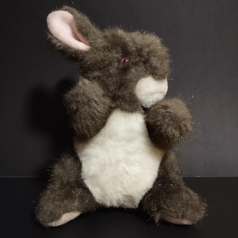 24K Polar Puff Gray and White Bunny Rabbit Stuffed Plush Toy 1991 Pink Eyes